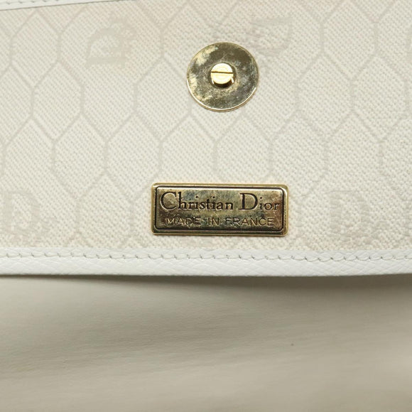 Christian Dior Honeycomb Canvas Shoulder Bag PVC White Auth MX224