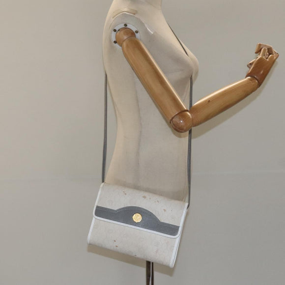 Christian Dior Honeycomb Canvas Shoulder Bag PVC White Auth MX224