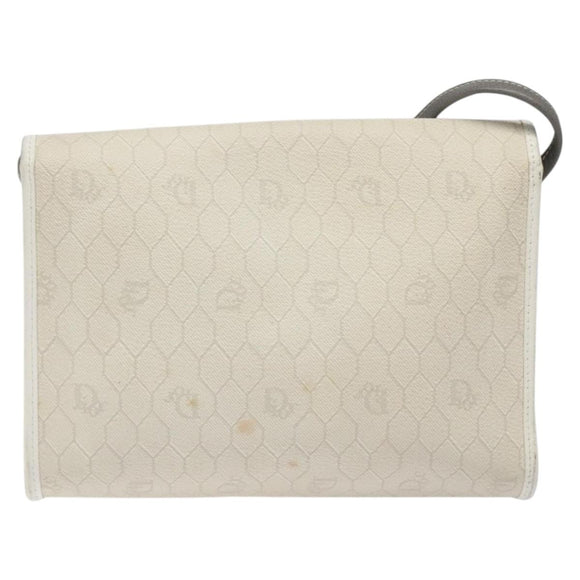 Christian Dior Honeycomb Canvas Shoulder Bag PVC White Auth MX224