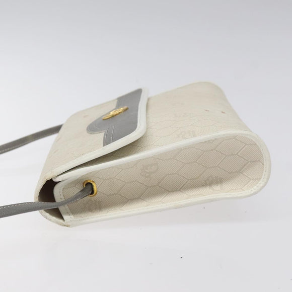 Christian Dior Honeycomb Canvas Shoulder Bag PVC White Auth MX224