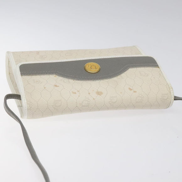 Christian Dior Honeycomb Canvas Shoulder Bag PVC White Auth MX224