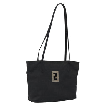 FENDI Zucca Canvas Shoulder Bag Black Auth MX235