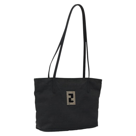FENDI Zucca Canvas Shoulder Bag Black Auth MX235