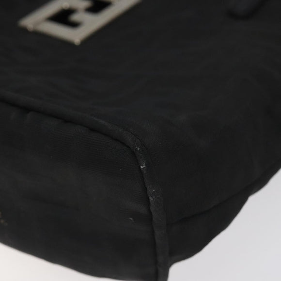 FENDI Zucca Canvas Shoulder Bag Black Auth MX235