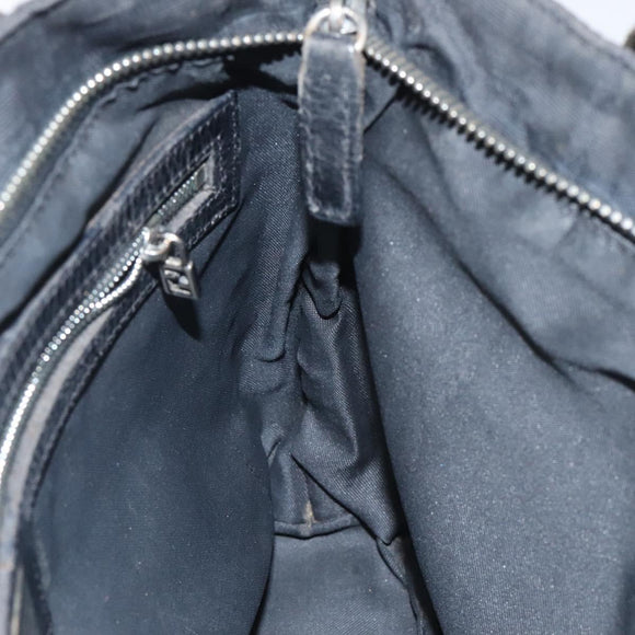 FENDI Zucca Canvas Shoulder Bag Black Auth MX235