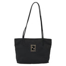 FENDI Zucca Canvas Shoulder Bag Black Auth MX235-13