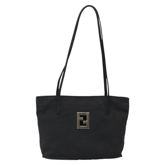 FENDI Zucca Canvas Shoulder Bag Black Auth MX235