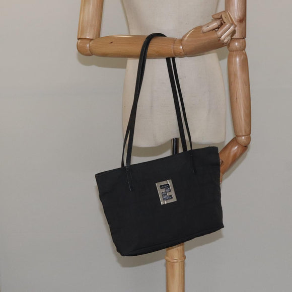 FENDI Zucca Canvas Shoulder Bag Black Auth MX235