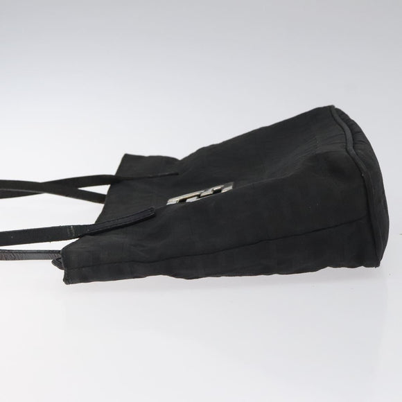 FENDI Zucca Canvas Shoulder Bag Black Auth MX235