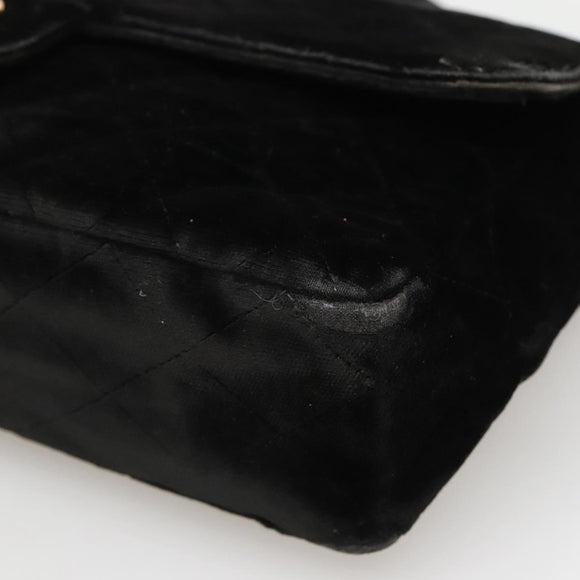 CHANEL Matelasse Hand Bag Velor Black Gold CC Auth MX239