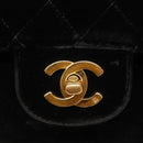 CHANEL Matelasse Hand Bag Velor Black Gold CC Auth MX239-10