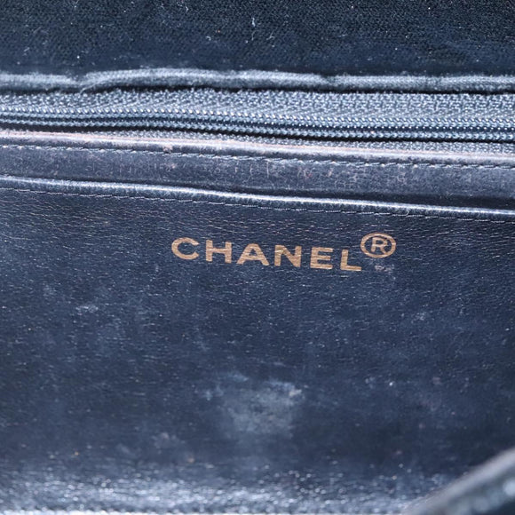 CHANEL Matelasse Hand Bag Velor Black Gold CC Auth MX239
