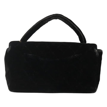 CHANEL Matelasse Hand Bag Velor Black Gold CC Auth MX239 - 0