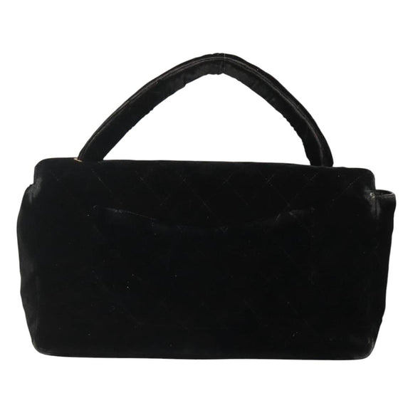 CHANEL Matelasse Hand Bag Velor Black Gold CC Auth MX239