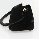 CHANEL Matelasse Hand Bag Velor Black Gold CC Auth MX239-3