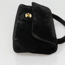 CHANEL Matelasse Hand Bag Velor Black Gold CC Auth MX239-4