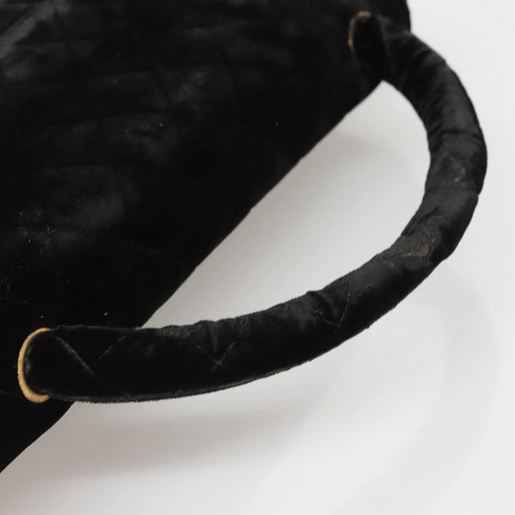 CHANEL Matelasse Hand Bag Velor Black Gold CC Auth MX239