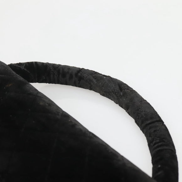 CHANEL Matelasse Hand Bag Velor Black Gold CC Auth MX239