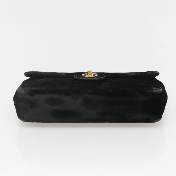 CHANEL Matelasse Hand Bag Velor Black Gold CC Auth MX239