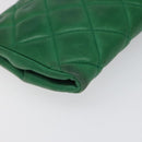 CHANEL Matelasse Pouch Leather Green Gold CC Auth MX240-15
