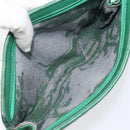 CHANEL Matelasse Pouch Leather Green Gold CC Auth MX240-10