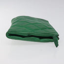 CHANEL Matelasse Pouch Leather Green Gold CC Auth MX240-3