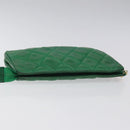 CHANEL Matelasse Pouch Leather Green Gold CC Auth MX240-5