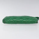 CHANEL Matelasse Pouch Leather Green Gold CC Auth MX240-6