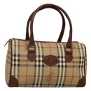 Burberrys Nova Check Boston Bag PVC Beige Gold Auth MX243-1