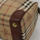 Burberrys Nova Check Boston Bag PVC Beige Gold Auth MX243-9