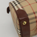 Burberrys Nova Check Boston Bag PVC Beige Gold Auth MX243-14