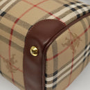 Burberrys Nova Check Boston Bag PVC Beige Gold Auth MX243-15