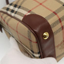 Burberrys Nova Check Boston Bag PVC Beige Gold Auth MX243-16