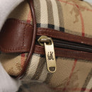 Burberrys Nova Check Boston Bag PVC Beige Gold Auth MX243-10