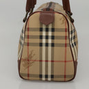 Burberrys Nova Check Boston Bag PVC Beige Gold Auth MX243-4
