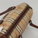 Burberrys Nova Check Boston Bag PVC Beige Gold Auth MX243-6