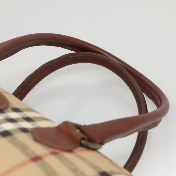 Burberrys Nova Check Boston Bag PVC Beige Gold Auth MX243