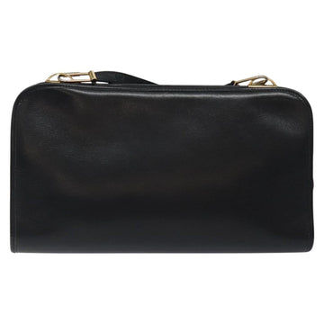 Christian Dior Shoulder Bag Leather Black Gold Auth MX244 - 0