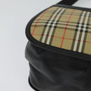Burberrys Nova Check Shoulder Bag Canvas Beige Gold Auth MX256-15