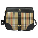 Burberrys Nova Check Shoulder Bag Canvas Beige Gold Auth MX256-13