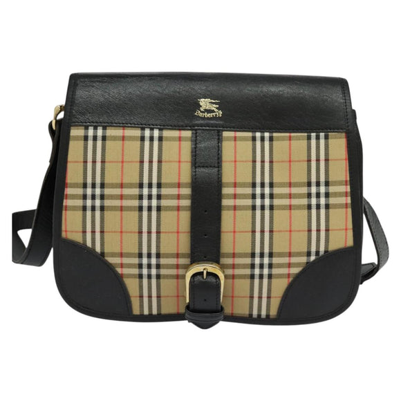 Burberrys Nova Check Shoulder Bag Canvas Beige Gold Auth MX256