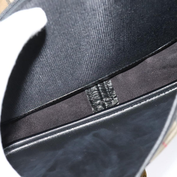 Burberrys Nova Check Shoulder Bag Canvas Beige Gold Auth MX256