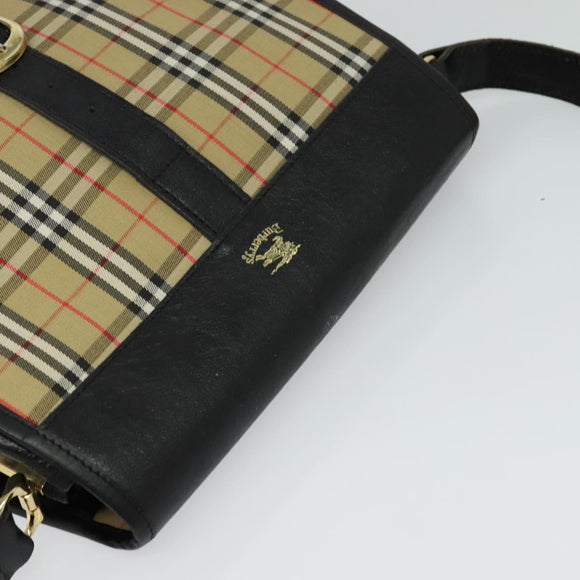 Burberrys Nova Check Shoulder Bag Canvas Beige Gold Auth MX256