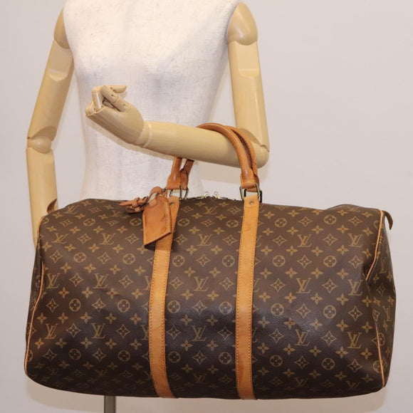 LOUIS VUITTON Monogram Keepall 55 Boston Bag M41424 LV Auth MX261
