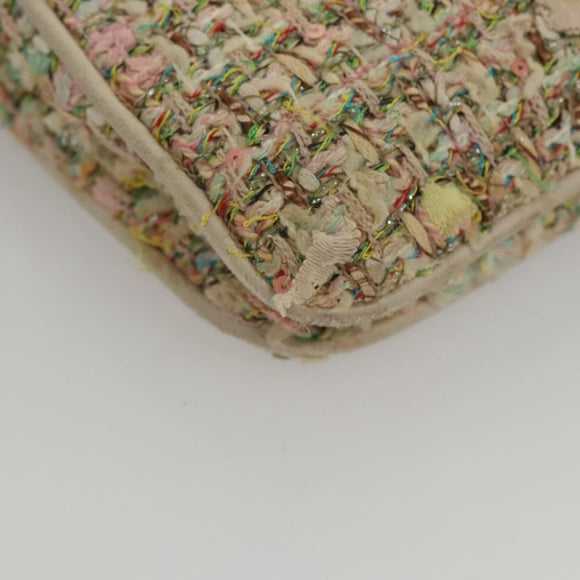 CHANEL Chain Shoulder Bag tweed Pink CC Auth MX268