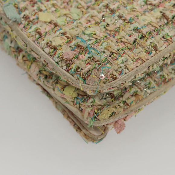 CHANEL Chain Shoulder Bag tweed Pink CC Auth MX268