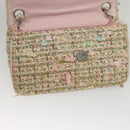 CHANEL Chain Shoulder Bag tweed Pink CC Auth MX268-16