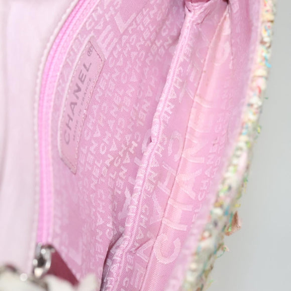 CHANEL Chain Shoulder Bag tweed Pink CC Auth MX268