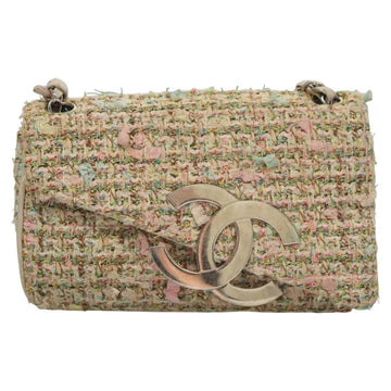 CHANEL Chain Shoulder Bag tweed Pink CC Auth MX268 - 0