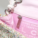 CHANEL Chain Shoulder Bag tweed Pink CC Auth MX268-21